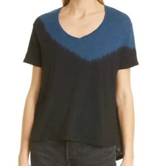 ATM ANTHONY THOMAS MELILLO BLUE BLACK TIE DYE OMBRE SLUB T-SHIRT WOMENS XS/SMALL - Picture 2 of 5